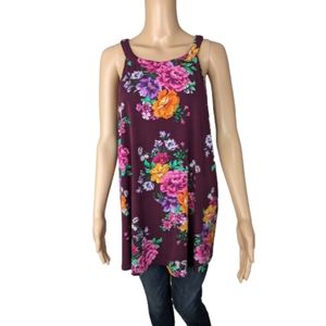 Torrid Purple Floral Studio Knit Goddess Tank Top 2